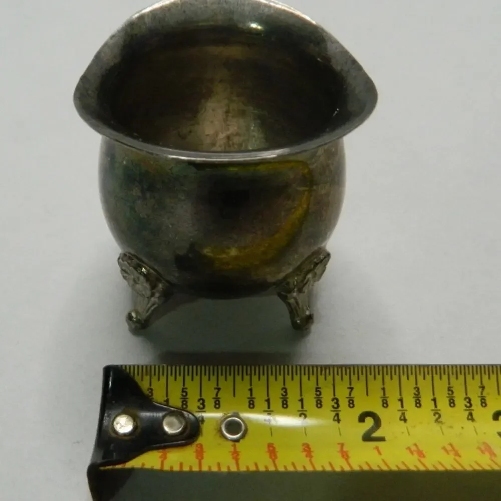 Antique 1950s Creamer Bowl Ornate Floral Handle Sliver Tone